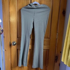 Black and White Checkered Boot Cut Pants
